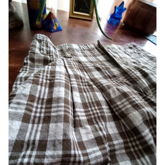 Vintage Honors Plaid Shorts Pleated High Waist Wide Leg - Picture 2 of 8